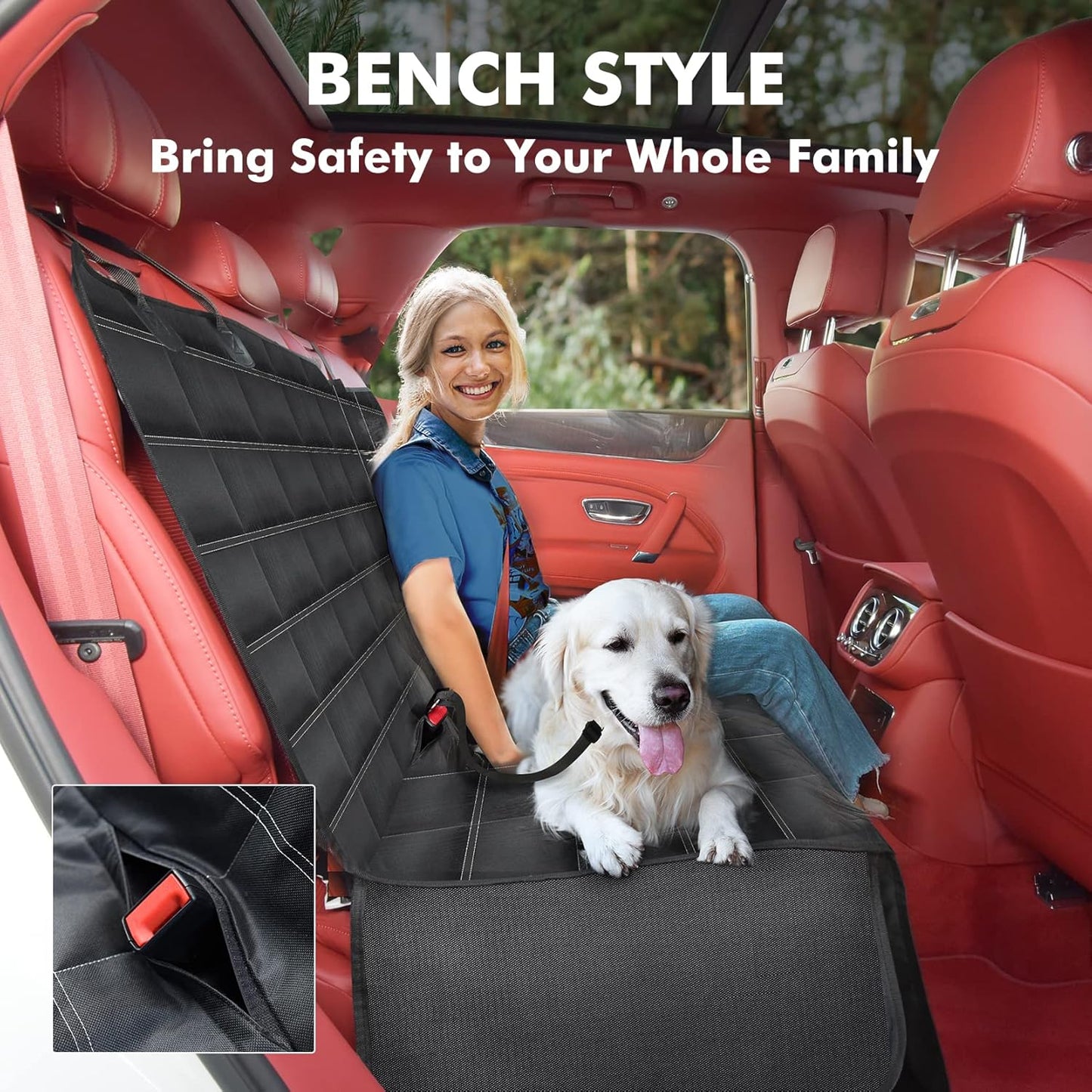 Hopidogie 4-in-1 Dog Car Seat Cover – Waterproof, Nonslip & Scratchproof Hammock, Bench, Trunk & Picnic Mat