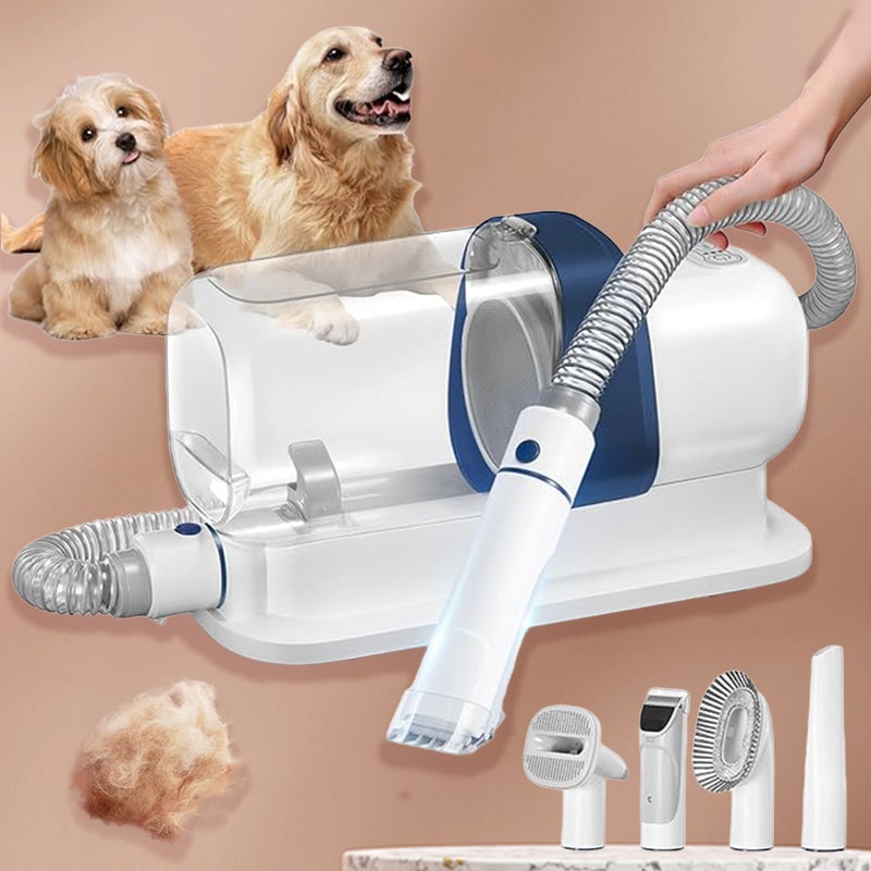 Pet Grooming Vacuum Kit – Quiet Suction, 5 Attachments for Shedding & Trimming, 2.3L Dust Bin for Dogs & Cats